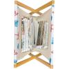 Ambesonne Flower Magazine and Book Holder, Valentine’s Day Blossoming Scene Rose Petals Meadow Retro Theme, Floor Rack Decor for Interior of Home & Office, 22″ x 19″, Coral Violet Blue(Pink Blue and White)