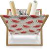 Ambesonne Fruits Magazine and Book Holder, Retro Valentine Theme with Strawberry Love Happiness Merry Lucky Image, Floor Rack Decor for Interior of Home & Office, 22″ x 19″, Eggshell Ruby Army Green(Cream Red Jade Green)