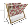 Ambesonne Fruits Magazine and Book Holder, Retro Valentine Theme with Strawberry Love Happiness Merry Lucky Image, Floor Rack Decor for Interior of Home & Office, 22″ x 19″, Eggshell Ruby Army Green(Eggshell Red Olive Green)
