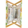 Ambesonne Fruits Magazine and Book Holder, Retro Valentine Theme with Strawberry Love Happiness Merry Lucky Image, Floor Rack Decor for Interior of Home & Office, 22″ x 19″, Eggshell Ruby Army Green(Yellow Orange Fern Green)