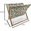 Ambesonne Fruits Magazine and Book Holder, Retro Valentine Theme with Strawberry Love Happiness Merry Lucky Image, Floor Rack Decor for Interior of Home & Office, 22″ x 19″, Eggshell Ruby Army Green(Red Fern Green White)