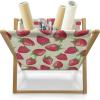Ambesonne Fruits Magazine and Book Holder, Retro Valentine Theme with Strawberry Love Happiness Merry Lucky Image, Floor Rack Decor for Interior of Home & Office, 22″ x 19″, Eggshell Ruby Army Green(Eggshell Red Olive Green)
