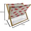 Ambesonne Fruits Magazine and Book Holder, Retro Valentine Theme with Strawberry Love Happiness Merry Lucky Image, Floor Rack Decor for Interior of Home & Office, 22″ x 19″, Eggshell Ruby Army Green(Cream Red Jade Green)