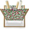 Ambesonne Fruits Magazine and Book Holder, Retro Valentine Theme with Strawberry Love Happiness Merry Lucky Image, Floor Rack Decor for Interior of Home & Office, 22″ x 19″, Eggshell Ruby Army Green(Red Fern Green White)
