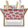 Ambesonne Glamour Magazine and Book Holder, Woman Lips Behind The Bars Female Love Romance Valentines Day Print, Floor Rack Decor for Interior of Home & Office, 22″ x 19″, Scarlet White and Grey(Scarlet White and Grey)
