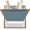 Ambesonne Love Magazine and Book Holder, Valentine’s Day Themed Pattern with Hearts on Curvilinear Stripes, Floor Rack Decor for Interior of Home & Office, 22″ x 19″, Grey Pale Fuchsia White(Sky Blue Off White)