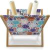 Ambesonne Mauve Magazine and Book Holder, Big Fresh Flower Floret Buds Bouquet Motif Valentine Romance Blossoms Design Print, Floor Rack Decor for Interior of Home & Office, 22″ x 19″, Yellow Violet(Blue and Dark Orange)