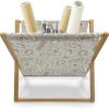 Ambesonne Mint Magazine and Book Holder, Ornamental Floral Drawing with Hearts Leaves Romantic Valentines Anniversary, Floor Rack Decor for Interior of Home & Office, 22″ x 19″, Blush Sky Blue White(Eggshell Ivory)