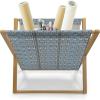 Ambesonne Mint Magazine and Book Holder, Ornamental Floral Drawing with Hearts Leaves Romantic Valentines Anniversary, Floor Rack Decor for Interior of Home & Office, 22″ x 19″, Blush Sky Blue White(Pale Blue and Dark Sepia)