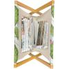 Ambesonne Pale Pink Magazine and Book Holder, Romantic Roses Garden Illustration Nature Inspired Valentine’s Day Themed, Floor Rack Decor for Interior of Home & Office, 22″ x 19″, Yellow Coral Pink(Fern Green Pale Blue)