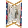 Ambesonne Paris Magazine and Book Holder, Valentines Day Theme with Eiffel Kissing Couple Hot Air Balloon Wedding Concept, Floor Rack Decor for Interior of Home & Office, 22″ x 19″, Pale Pink Rose(Navy Blue Dark Coral)