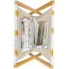 Ambesonne Paris Magazine and Book Holder, Valentines Day Theme with Eiffel Kissing Couple Hot Air Balloon Wedding Concept, Floor Rack Decor for Interior of Home & Office, 22″ x 19″, Pale Pink Rose(Mustard Pale Grey)