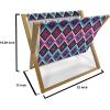 Ambesonne Paris Magazine and Book Holder, Valentines Day Theme with Eiffel Kissing Couple Hot Air Balloon Wedding Concept, Floor Rack Decor for Interior of Home & Office, 22″ x 19″, Pale Pink Rose(Magenta Purple Blue)
