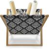 Ambesonne Romantic Magazine and Book Holder, Lilly Bouquet Valentines Day Themed Arrangement on Polka Dots Backdrop, Floor Rack Decor for Interior of Home & Office, 22″ x 19″, Pistachio Green White(Grey Black and White)