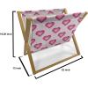 Ambesonne Romantic Magazine and Book Holder, Lilly Bouquet Valentines Day Themed Arrangement on Polka Dots Backdrop, Floor Rack Decor for Interior of Home & Office, 22″ x 19″, Pistachio Green White(Magenta Pale Pink)