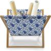 Ambesonne Romantic Magazine and Book Holder, Soft Colored Hearts in Love Valentines Day Repetitive Pattern, Floor Rack Decor for Interior of Home & Office, 22″ x 19″, Pale Yellow Pale Pink(Blue and White)