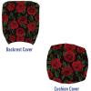 Ambesonne Rose Office Chair Slipcover, Valentine’s Day Retro Style Petals with Leaves Ornamental Growth Pattern, Protective Stretch Decorative Fabric Cover, Ruby Hunter Green Black