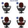 Ambesonne Rose Office Chair Slipcover, Valentine’s Day Retro Style Petals with Leaves Ornamental Growth Pattern, Protective Stretch Decorative Fabric Cover, Ruby Hunter Green Black