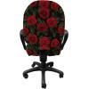 Ambesonne Rose Office Chair Slipcover, Valentine’s Day Retro Style Petals with Leaves Ornamental Growth Pattern, Protective Stretch Decorative Fabric Cover, Ruby Hunter Green Black