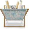 Ambesonne Roses Magazine and Book Holder, Flowers Petals and Buds on Plain Backdrop Valentines Day Themed Print, Floor Rack Decor for Interior of Home & Office, 22″ x 19″, Vermilion Emerald White(Off White Blue)
