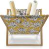 Ambesonne Roses Magazine and Book Holder, Flowers Petals and Buds on Plain Backdrop Valentines Day Themed Print, Floor Rack Decor for Interior of Home & Office, 22″ x 19″, Vermilion Emerald White(Earth Yellow Taupe)