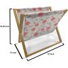 Ambesonne Roses Magazine and Book Holder, Flowers Petals and Buds on Plain Backdrop Valentines Day Themed Print, Floor Rack Decor for Interior of Home & Office, 22″ x 19″, Vermilion Emerald White(Eggshell Coral)