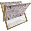 Ambesonne Donut Magazine and Book Holder, Pastel Colored Dessert Sweets Sprinkles and Hearts Valentine’s Day Theme Print, Floor Rack Decor for Interior of Home & Office, 22″ x 19″, Pink and White(Pale Pink White)