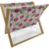 Ambesonne Donut Magazine and Book Holder, Pastel Colored Dessert Sweets Sprinkles and Hearts Valentine’s Day Theme Print, Floor Rack Decor for Interior of Home & Office, 22″ x 19″, Pink and White(Pale Eggshell Multicolor)