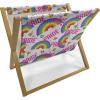 Ambesonne Pride Day Magazine and Book Holder, LGBT Rainbow Hearts Valentines Watercolor Splashes Pattern, Floor Rack Decor for Interior of Home & Office, 22″ x 19″, Hot Pink Azure Blue(Blue Violet Yellow)