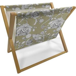 Ambesonne Angel Wings Magazine and Book Holder, Pastel Wings Doodle Girls Romantic Valentines Day Eros Cupid, Floor Rack Decor for Interior of Home & Office, 22″ x 19″, Lavender Blue Dried Rose(Sepia Black and White)