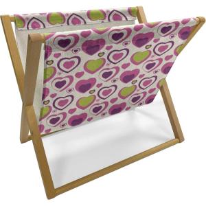 Ambesonne Cupcake Magazine and Book Holder, Bakery Treats Full of Hearts Valentine’s Day Romantic Celebration, Floor Rack Decor for Interior of Home & Office, 22″ x 19″, Fuchsia Purple(Dark Magenta Purple)