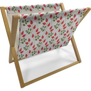 Ambesonne Cupcake Magazine and Book Holder, Bakery Treats Full of Hearts Valentine’s Day Romantic Celebration, Floor Rack Decor for Interior of Home & Office, 22″ x 19″, Fuchsia Purple(Vermilion Fern Green)