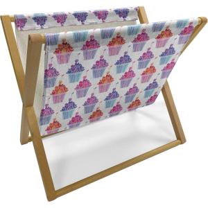 Ambesonne Cupcake Magazine and Book Holder, Bakery Treats Full of Hearts Valentine’s Day Romantic Celebration, Floor Rack Decor for Interior of Home & Office, 22″ x 19″, Fuchsia Purple(Fuchsia Purple)