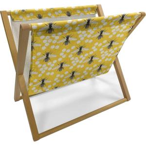 Ambesonne Donut Magazine and Book Holder, Pastel Colored Dessert Sweets Sprinkles and Hearts Valentine’s Day Theme Print, Floor Rack Decor for Interior of Home & Office, 22″ x 19″, Pink and White(Mustard and Charcoal Grey)