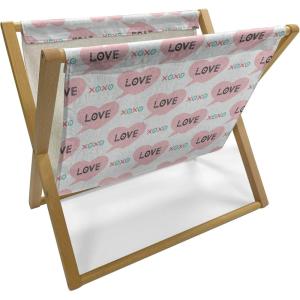 Ambesonne Donut Magazine and Book Holder, Pastel Colored Dessert Sweets Sprinkles and Hearts Valentine’s Day Theme Print, Floor Rack Decor for Interior of Home & Office, 22″ x 19″, Pink and White(Pale Pink and White)