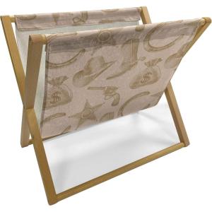 Ambesonne Eiffel Magazine and Book Holder, Valentines Day Inspired Pattern with France Paris Oh La La Texts Heart Shapes, Floor Rack Decor for Interior of Home & Office, 22″ x 19″, Pink White Black(Tan Brown)