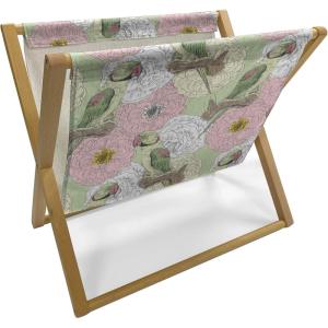 Ambesonne Floral Magazine and Book Holder, Close up Romantic and Feminine Blooms Monochrome Valentine’s Day Vibes Garden Art, Floor Rack Decor for Interior of Home & Office, 22″ x 19″, Pink Magenta(Pale Green and Multicolor)