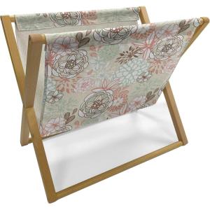 Ambesonne Floral Magazine and Book Holder, Rose Flowers Vintage Design Elements Petals Leaves Love Themed Valentines Image, Floor Rack Decor for Interior of Home & Office, 22″ x 19″, Red Grey Black(Pale Green Brown Peach)