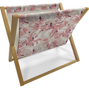 Ambesonne Floral Magazine and Book Holder, Rose Flowers Vintage Design Elements Petals Leaves Love Themed Valentines Image, Floor Rack Decor for Interior of Home & Office, 22″ x 19″, Red Grey Black(Beige Coral Maroon)