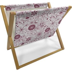 Ambesonne Floral Magazine and Book Holder, Rose Flowers Vintage Design Elements Petals Leaves Love Themed Valentines Image, Floor Rack Decor for Interior of Home & Office, 22″ x 19″, Red Grey Black(Maroon Rose)