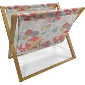 Ambesonne Floral Magazine and Book Holder, Rose Flowers Vintage Design Elements Petals Leaves Love Themed Valentines Image, Floor Rack Decor for Interior of Home & Office, 22″ x 19″, Red Grey Black(Coral Yellow Grey)
