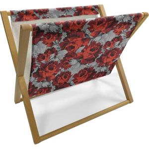 Ambesonne Floral Magazine and Book Holder, Rose Flowers Vintage Design Elements Petals Leaves Love Themed Valentines Image, Floor Rack Decor for Interior of Home & Office, 22″ x 19″, Red Grey Black(Red Grey Black)