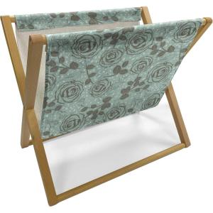 Ambesonne Floral Magazine and Book Holder, Rose Flowers Vintage Design Elements Petals Leaves Love Themed Valentines Image, Floor Rack Decor for Interior of Home & Office, 22″ x 19″, Red Grey Black(Seafoam Sage Green)