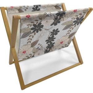 Ambesonne Floral Magazine and Book Holder, Rose Flowers Vintage Design Elements Petals Leaves Love Themed Valentines Image, Floor Rack Decor for Interior of Home & Office, 22″ x 19″, Red Grey Black(Tan Ivory Seal Brown)