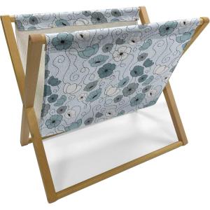 Ambesonne Floral Magazine and Book Holder, Rose Flowers Vintage Design Elements Petals Leaves Love Themed Valentines Image, Floor Rack Decor for Interior of Home & Office, 22″ x 19″, Red Grey Black(Grey Bluegrey White)