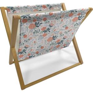 Ambesonne Floral Magazine and Book Holder, Rose Flowers Vintage Design Elements Petals Leaves Love Themed Valentines Image, Floor Rack Decor for Interior of Home & Office, 22″ x 19″, Red Grey Black(Almond Green Salmon)