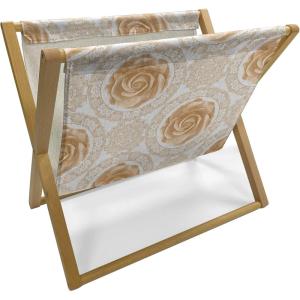 Ambesonne Floral Magazine and Book Holder, Rose Flowers Vintage Design Elements Petals Leaves Love Themed Valentines Image, Floor Rack Decor for Interior of Home & Office, 22″ x 19″, Red Grey Black(Sand Brown White)