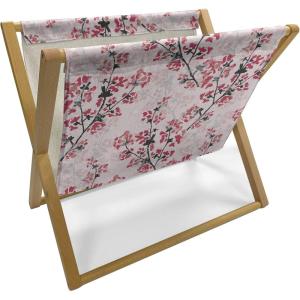 Ambesonne Floral Magazine and Book Holder, Rose Flowers Vintage Design Elements Petals Leaves Love Themed Valentines Image, Floor Rack Decor for Interior of Home & Office, 22″ x 19″, Red Grey Black(Rose Ruby Black)