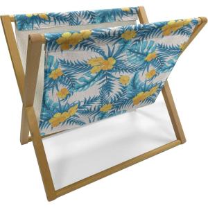 Ambesonne Flower Magazine and Book Holder, Valentine’s Day Blossoming Scene Rose Petals Meadow Retro Theme, Floor Rack Decor for Interior of Home & Office, 22″ x 19″, Coral Violet Blue(Earth Yellow Blue)