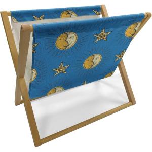 Ambesonne Flower Magazine and Book Holder, Valentine’s Day Blossoming Scene Rose Petals Meadow Retro Theme, Floor Rack Decor for Interior of Home & Office, 22″ x 19″, Coral Violet Blue(Cobalt Blue and Mustard)